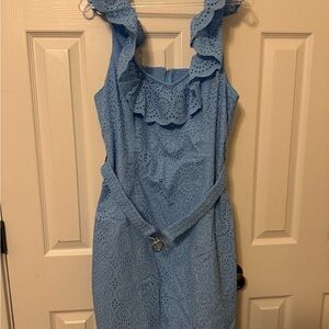 Lily Pulitzer Blue Eyelet Ruffle Dress, sz.16